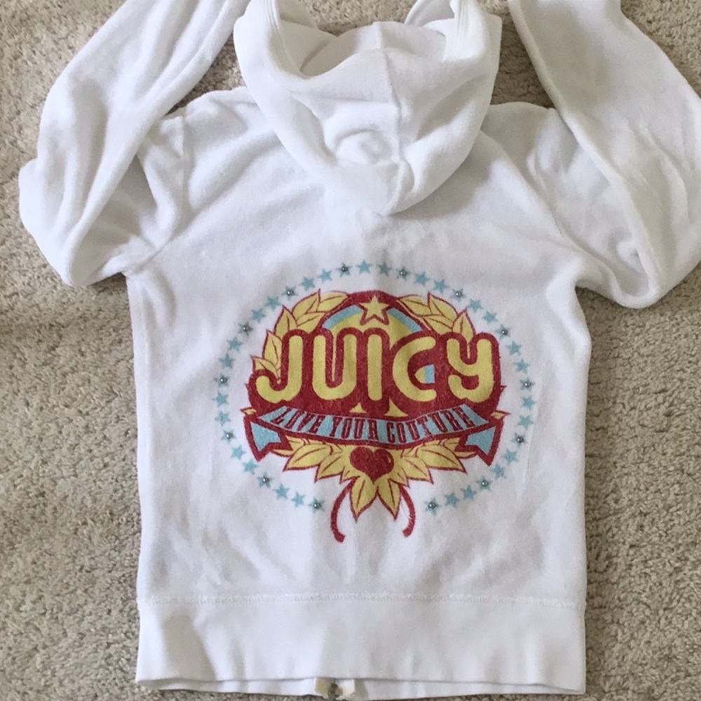 Juicy Couture White Hoodie Size P XS S Rare Hard to Find Vintage Baby Tee Y2K